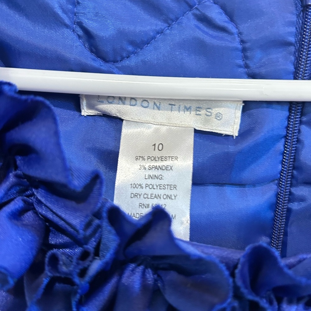 London Times Royal Blue Floral Neckline Dress size 10 - Picture 4 of 5